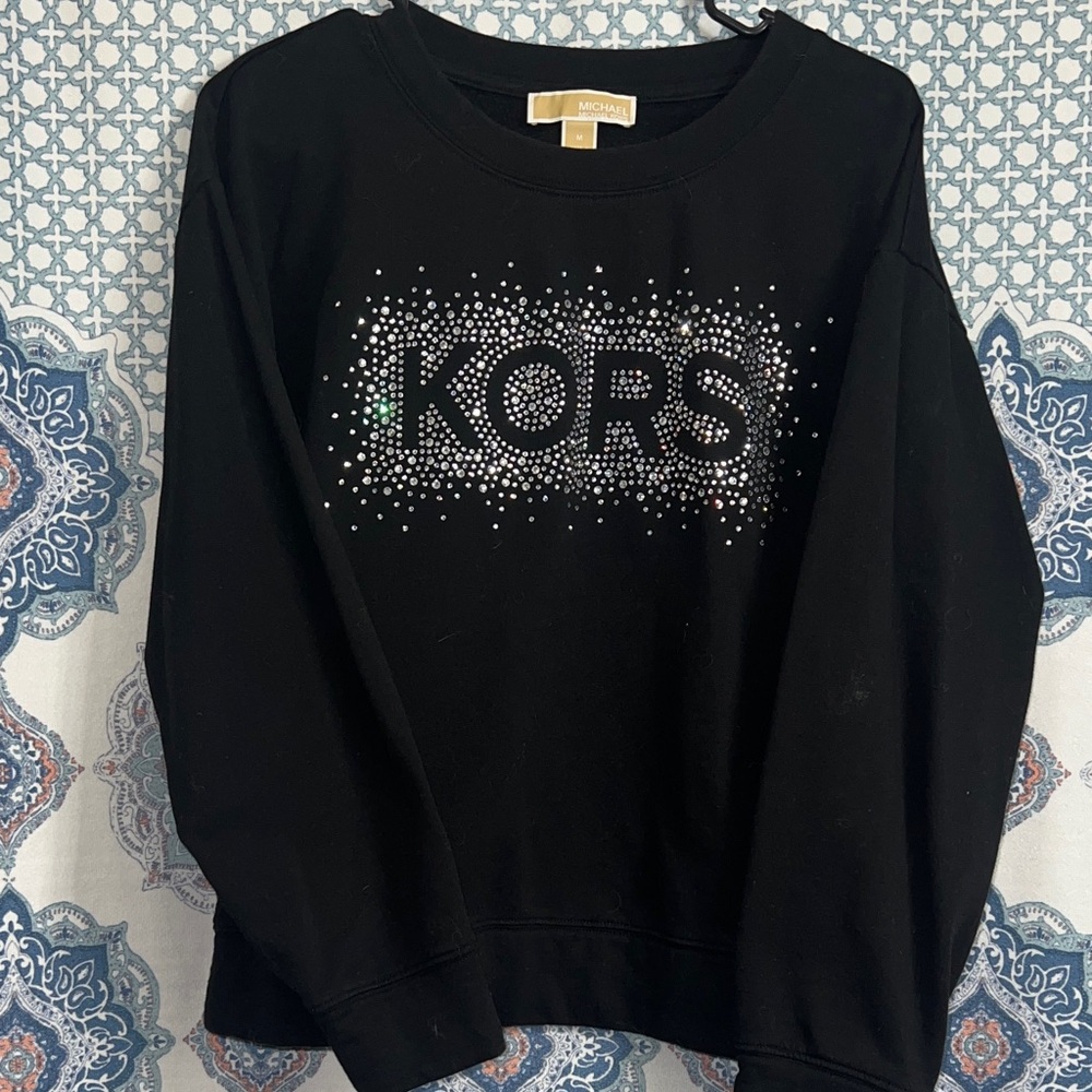 Michael Kors Black Rhinestone Logo Sweatshirt